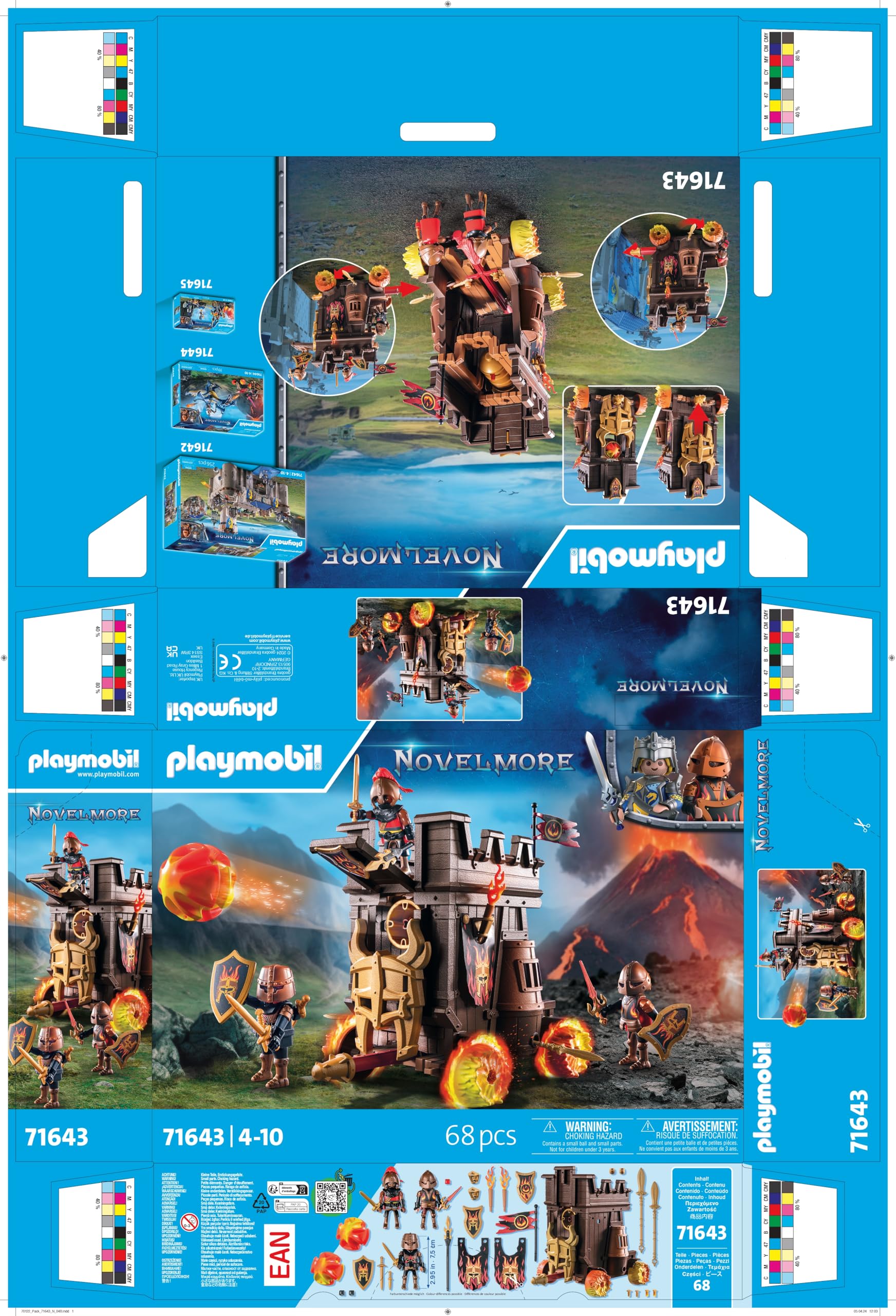 PLAYMOBIL Novelmore 71643 Carro d'assalto con cannone, con tre cavalieri Guerrieri di Burnham e vari accessori per battaglie emozionanti, giocattolo per bambini dai 4 anni in su