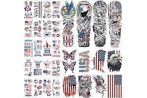 Independence Day Temporary Sleeve And Small American Flag Tattoos For Adults Kids...