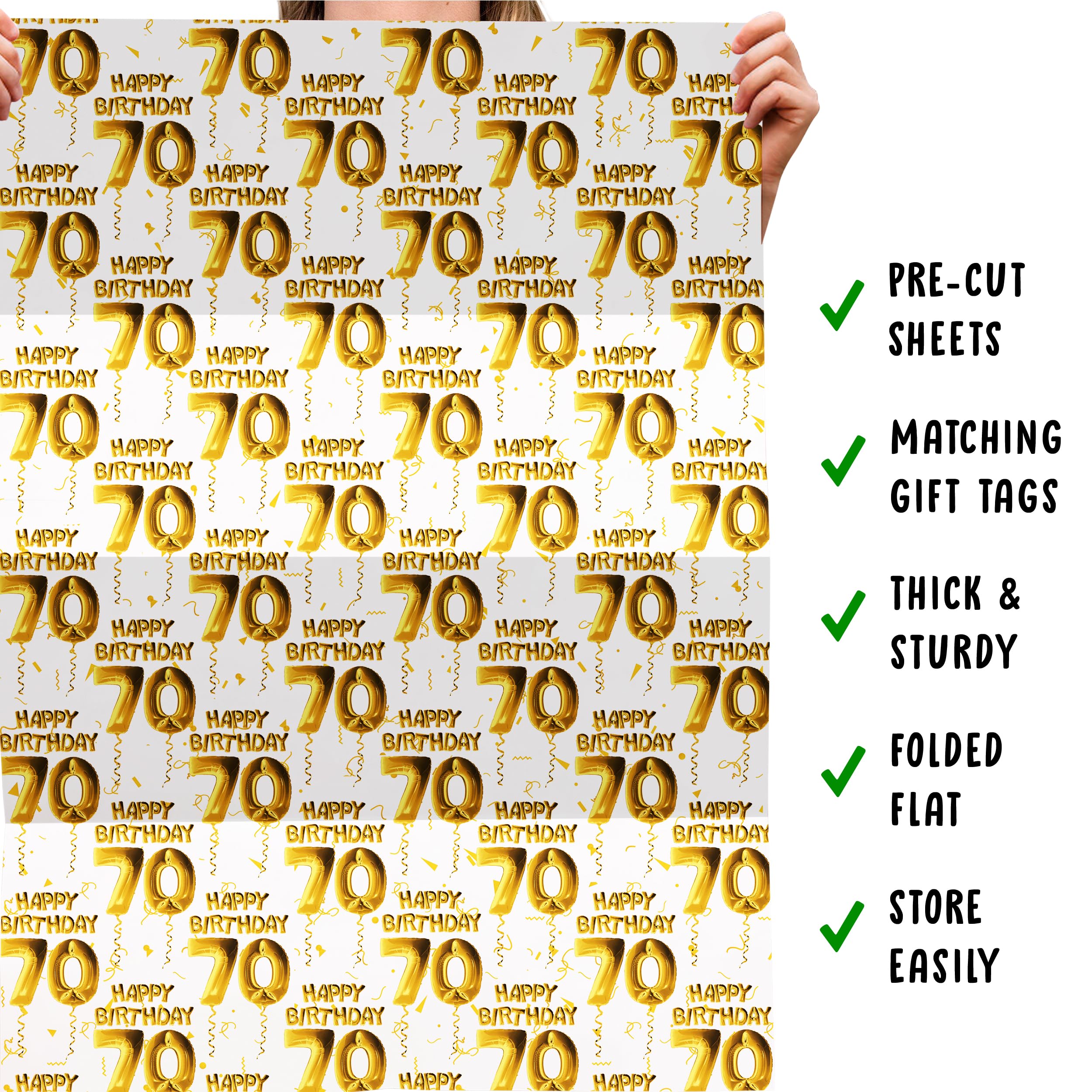 Papier Cadeau Doré Et Blanc - 6 Feuilles De Papier Cadeau Et