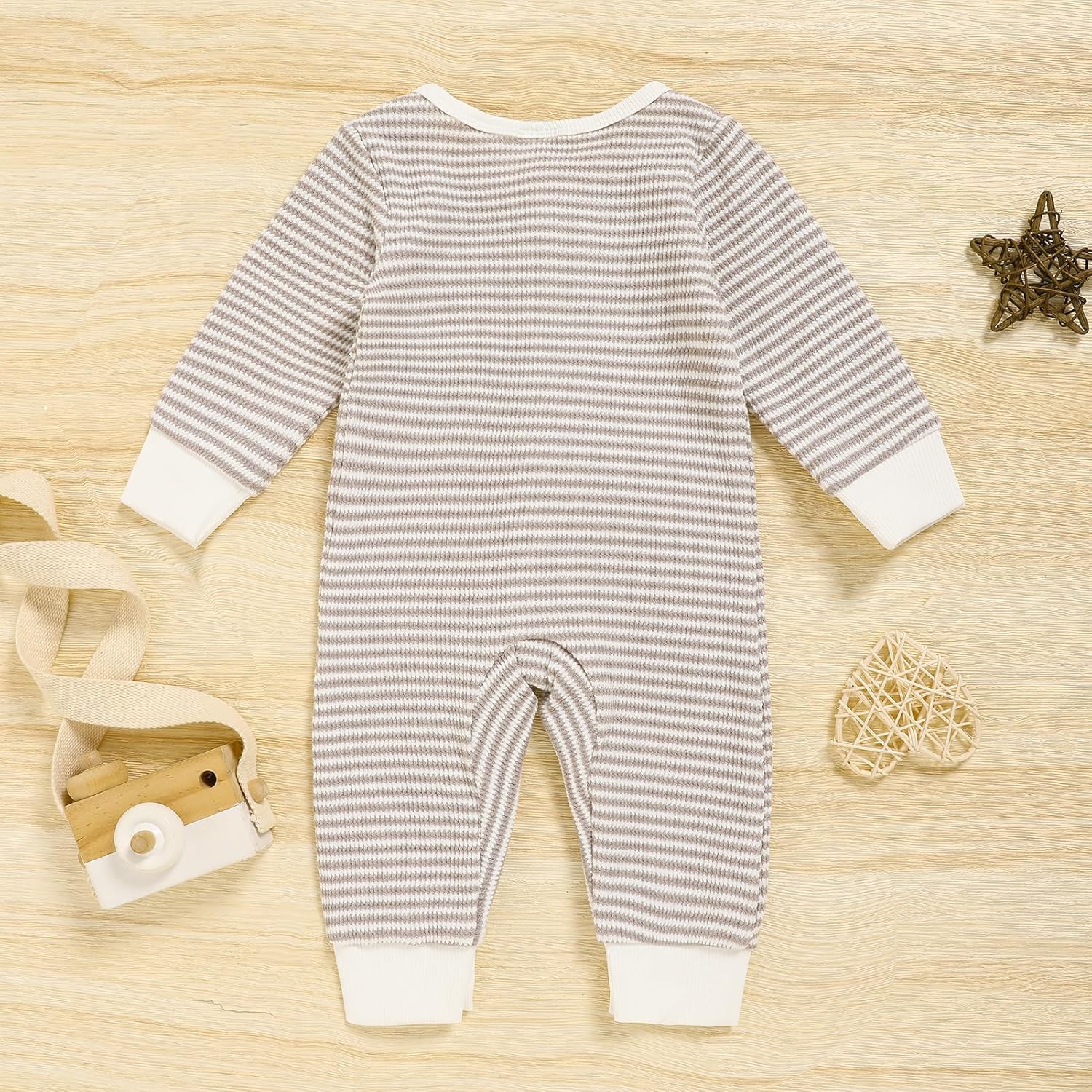 GRNSHTS Baby Boy Clothes Striped Waffle Baby Boy Fall Outfits Long Sleeve Newborn Boy Romper Infant Winter Bodysuit Jumpsuit - Image 6