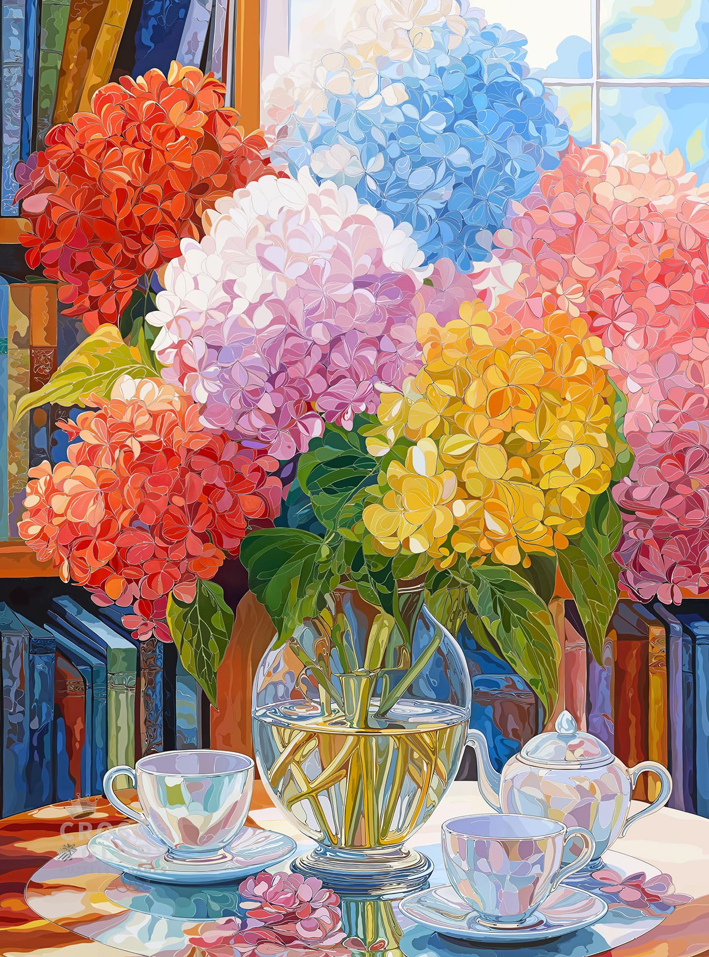 Cross & Glory – The Color of Calm – 1000 Piece Jigsaw Puzzle for Adults | Elegant Hydrangea Still Life Art Puzzle | Premium Quality 1000 Piece Puzzle for Adults