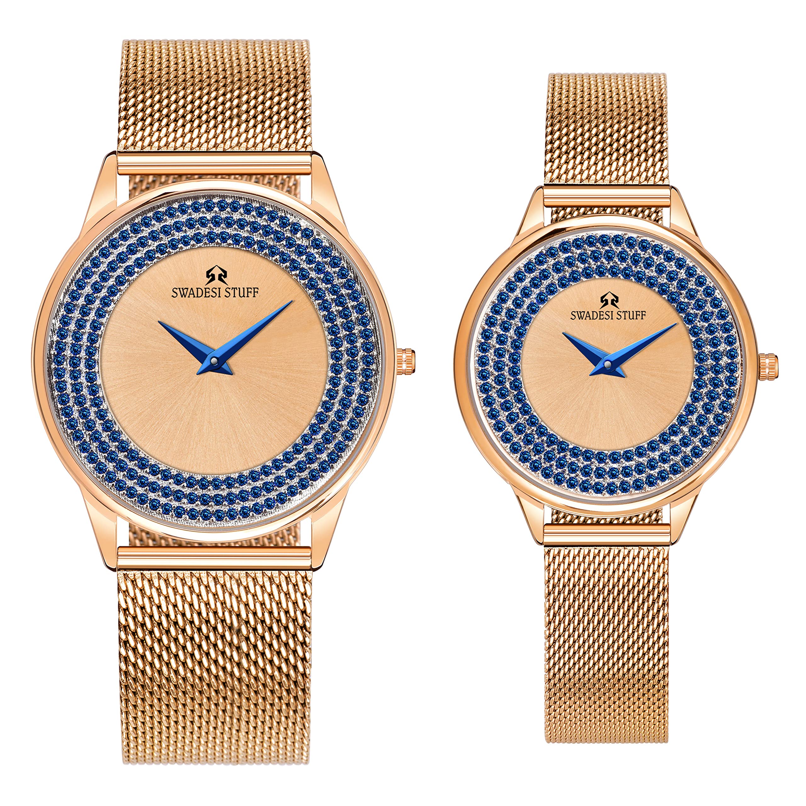 SWADESI STUFF Eternity Daimond Studded Dial Premium & Luxurious Stainless Steel Strap Analog Watch For Couple, Rose Gold Band (B0C5DGYKL2) Amazon Price History, Amazon Price Tracker