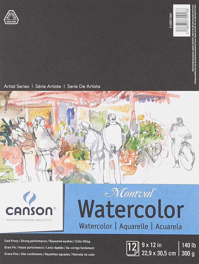 Canson Artist Series Montval Watercolor Paper, Foldover Pad, 9x12