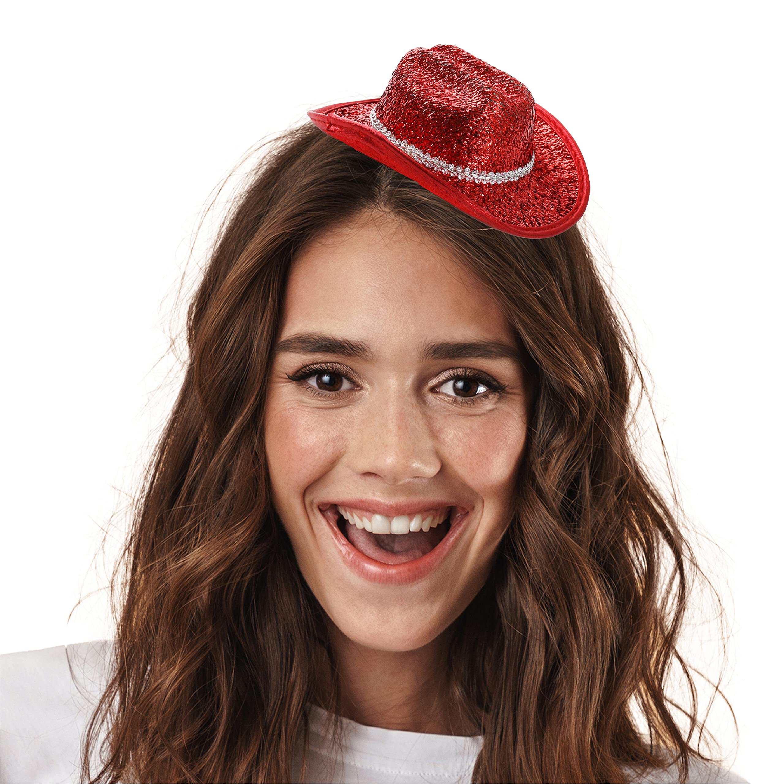 I LOVE FANCY DRESS Mini Sombrero DE Vaquera Brillante Rojo Accesorio Despedidas DE Soltera O para COMPLETAR Disfraces DE Vaquera Y Fiestas TEMATICAS (12 Unidades)