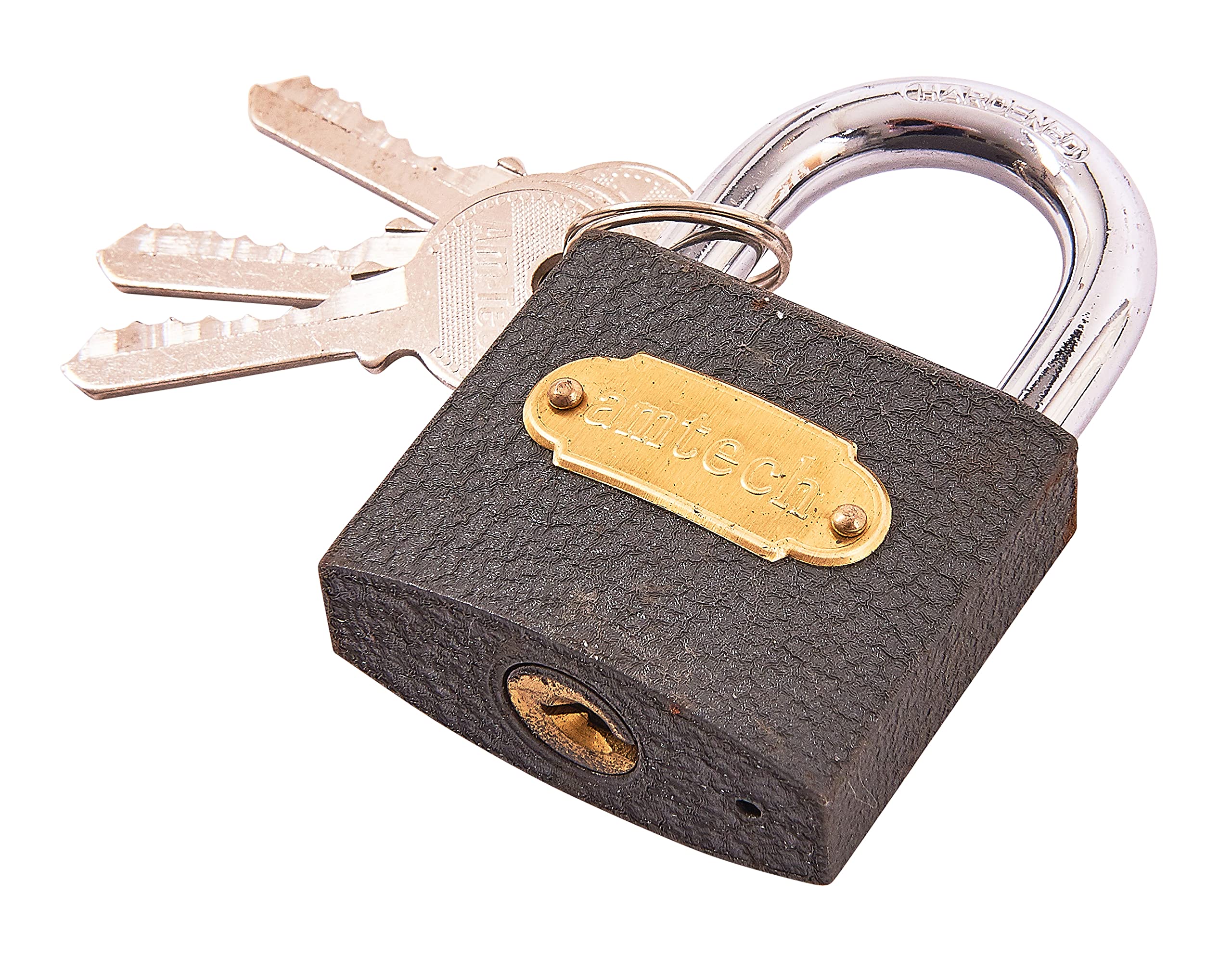 Amtech 50mm Iron Padlock, Heavy-Duty Body with 8mm Hardened Shackle and 3 Keys, for Securing Gates, Cabinets and Storage Units.