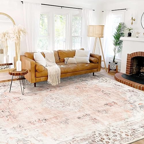 Miniatura 65 de MUJOO - Alfombra de 8 x 10 pies para sala de estar, grande, lavable, bohemio, para dormitorio, antideslizante, abstracto, suave, de pelo corto