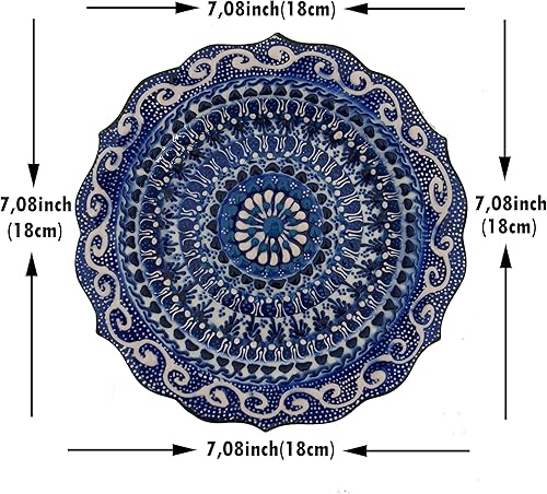 Miniatura 5 de Plato decorativo turco hecho a mano adorno de cerámica para decoración de pared del hogar y la oficina