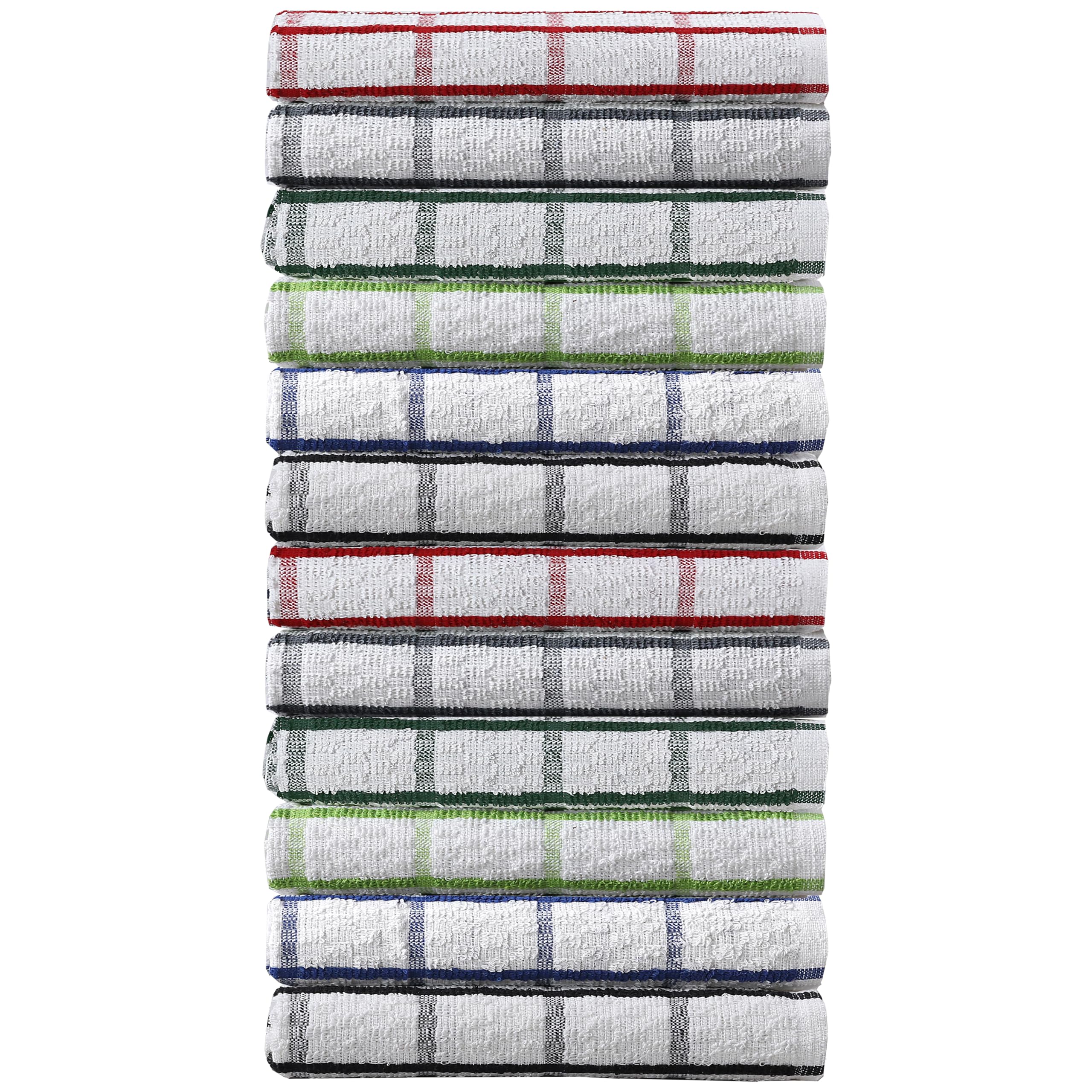 Olivia Rocco Multi 100% Egyptian Cotton Terry Tea Towel Set Pack Of 12X Professional Large Catering Grade Essential Dish Cloths Kitchen Towels Restaurant Bar Glass