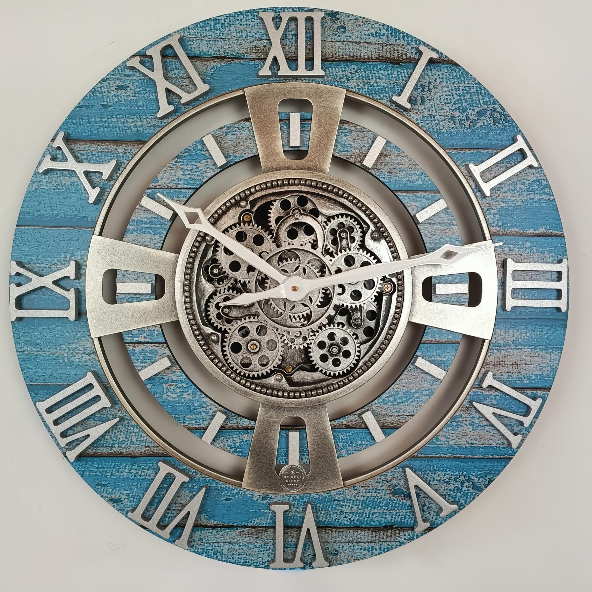 ImprovingLife - Orologio a ingranaggi con movimento reale, linea England (Blu Oceano, 60 cm)