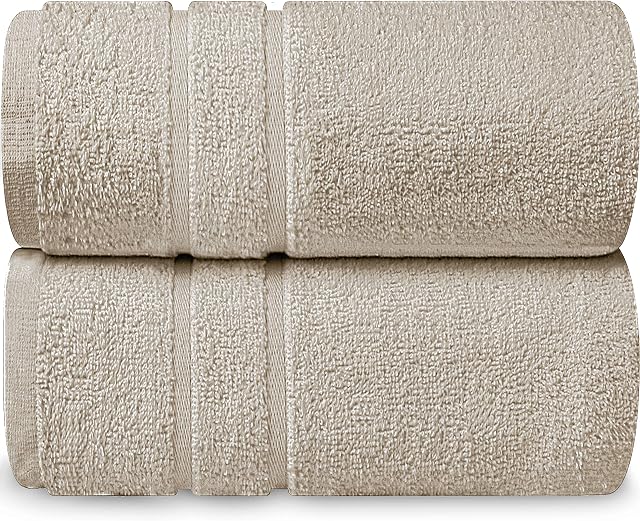 Westlane Linen Premium Cotton 2 Piece 70x140 Bath Towels Hotel & Spa Premium Quality 500 GSM Ring Spun Cotton Quick Dry, Highly Absorbent, Soft Feel Towels, Perfect for Daily Use (Sand Cream)