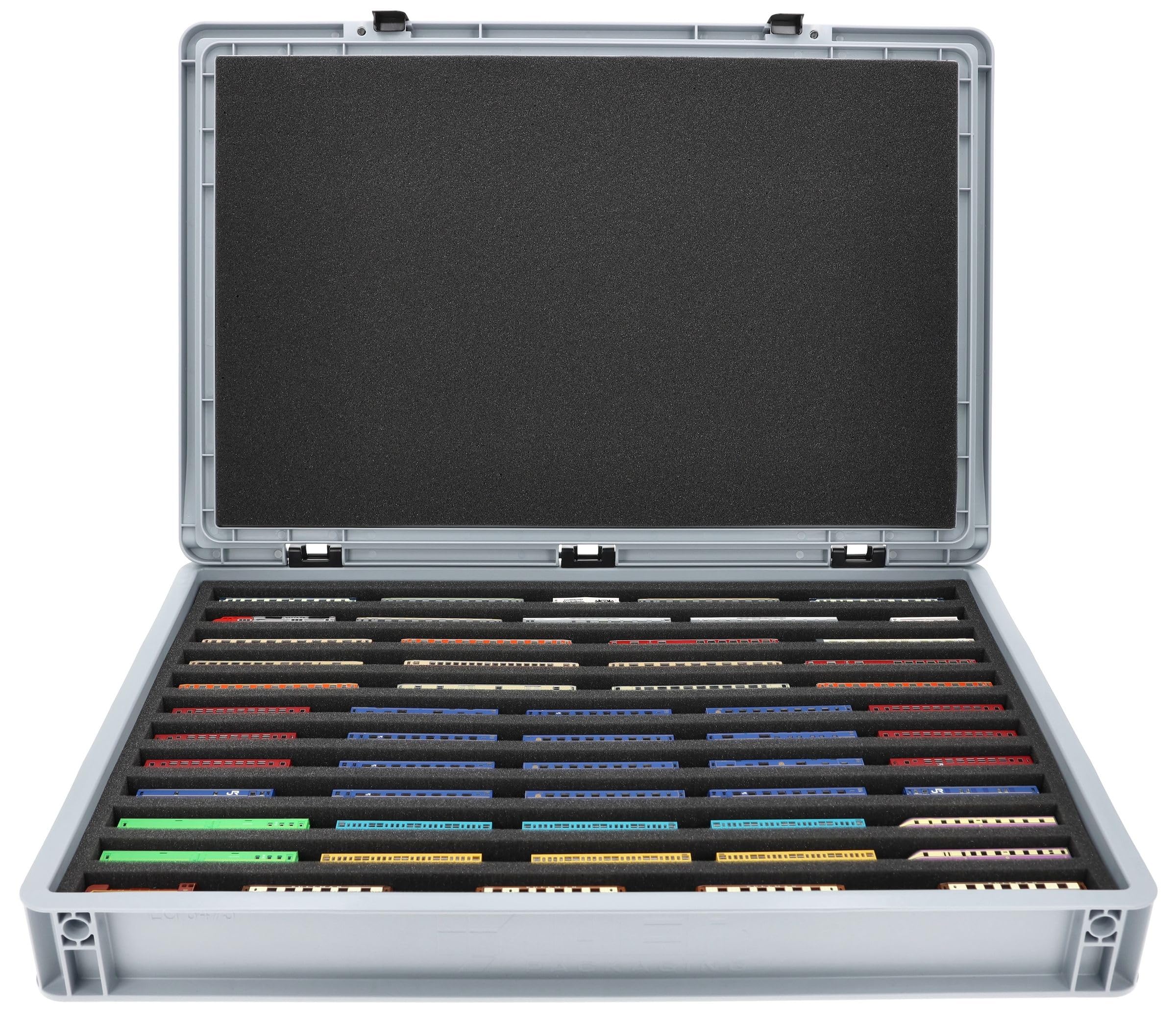 Feldherr Eurobox 60 x 40 cm Coffret pour modélisme ferroviaire - échelle Z - 12 Compartiments - Insert Mousse pour Rangement Horizontal - Solution Transport compacte pour locomotives et Wagons