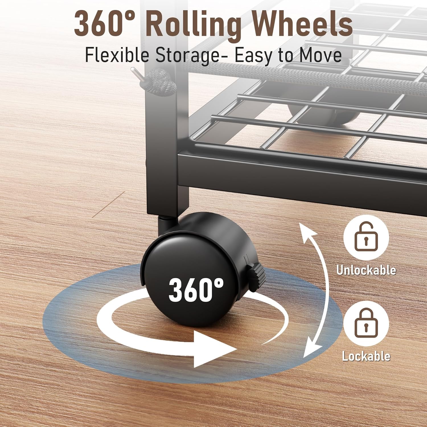 Sports Equipment Garage Organizer,Garage Ball Storage Rack for Sports with Wheels-Upgraded Sports Organizer Rack Outdoor Basketball Racks for Balls with Holder and Hooks (Black) - Image 5