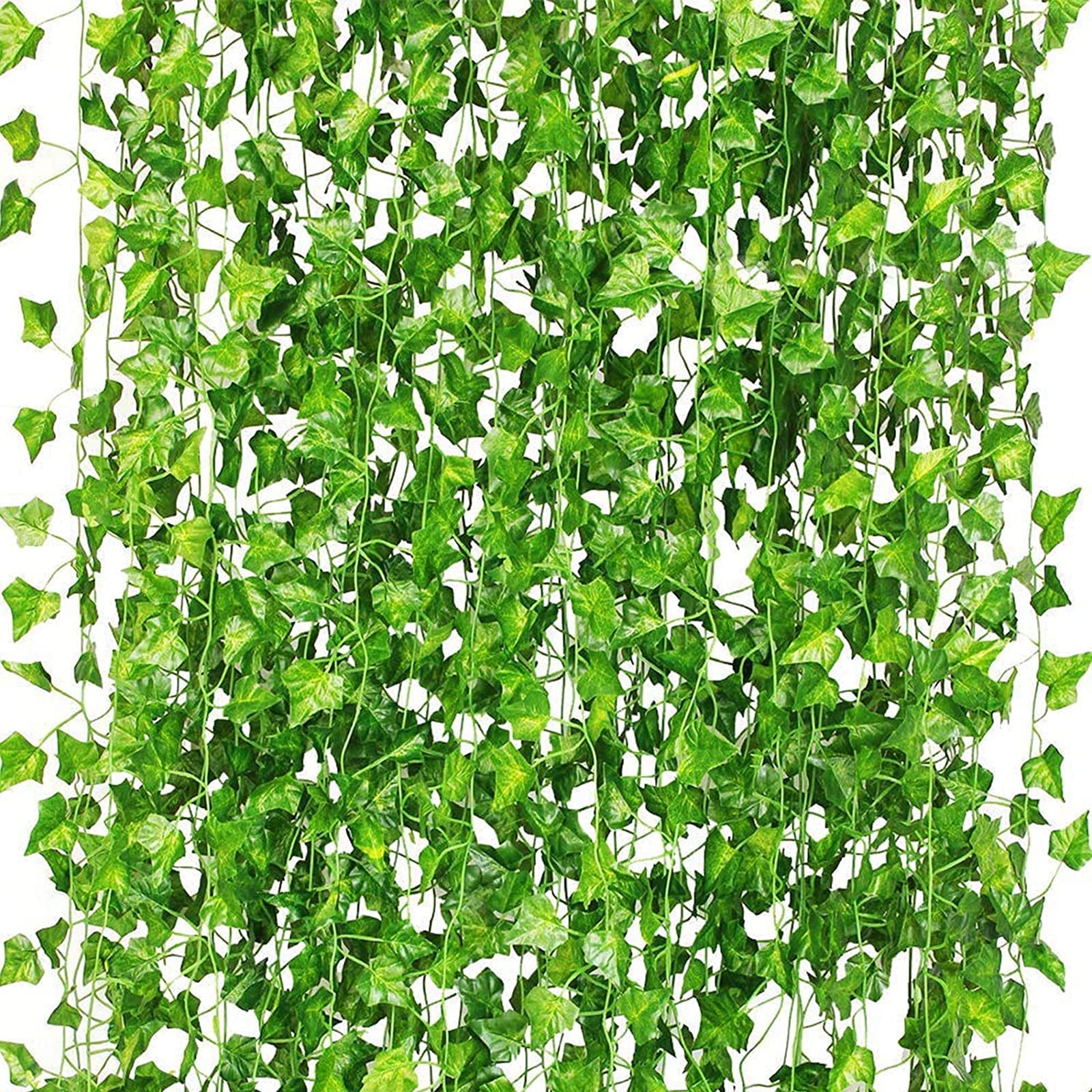 ArabestArtificial Ivy Leaf, 2.1M 12 Strands Hanging Ivy Vines Garland Fake Vine Leaves Fake Plants for Wedding Party Home Kitchen Garden Office Wall Decor (Creeper)