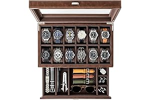 TAWBURY 12 Slots Watch Organizer Luxury Wood: Keep Timepieces Safe and Stylish