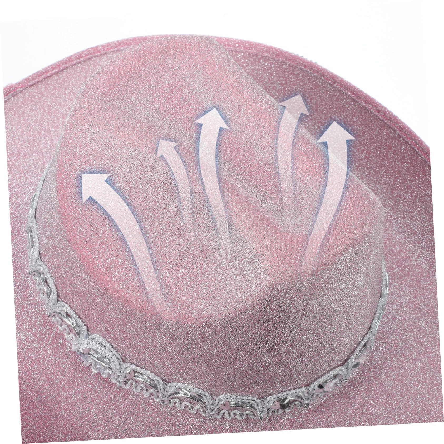 Alipis Spiegelkugel Cowgirl Hut Curved Western Hat mit Glänzender Disco Fringe für Festival Karneval Cosplay Party und Bühnenauftritt Damen Kopfbedeckung