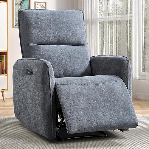 Power Recliner Chair for Adults, Electric Recliner with USB Tape-C Ports, Zero Wall Single Reclining for Small Space, Living Room (1, Grey)
