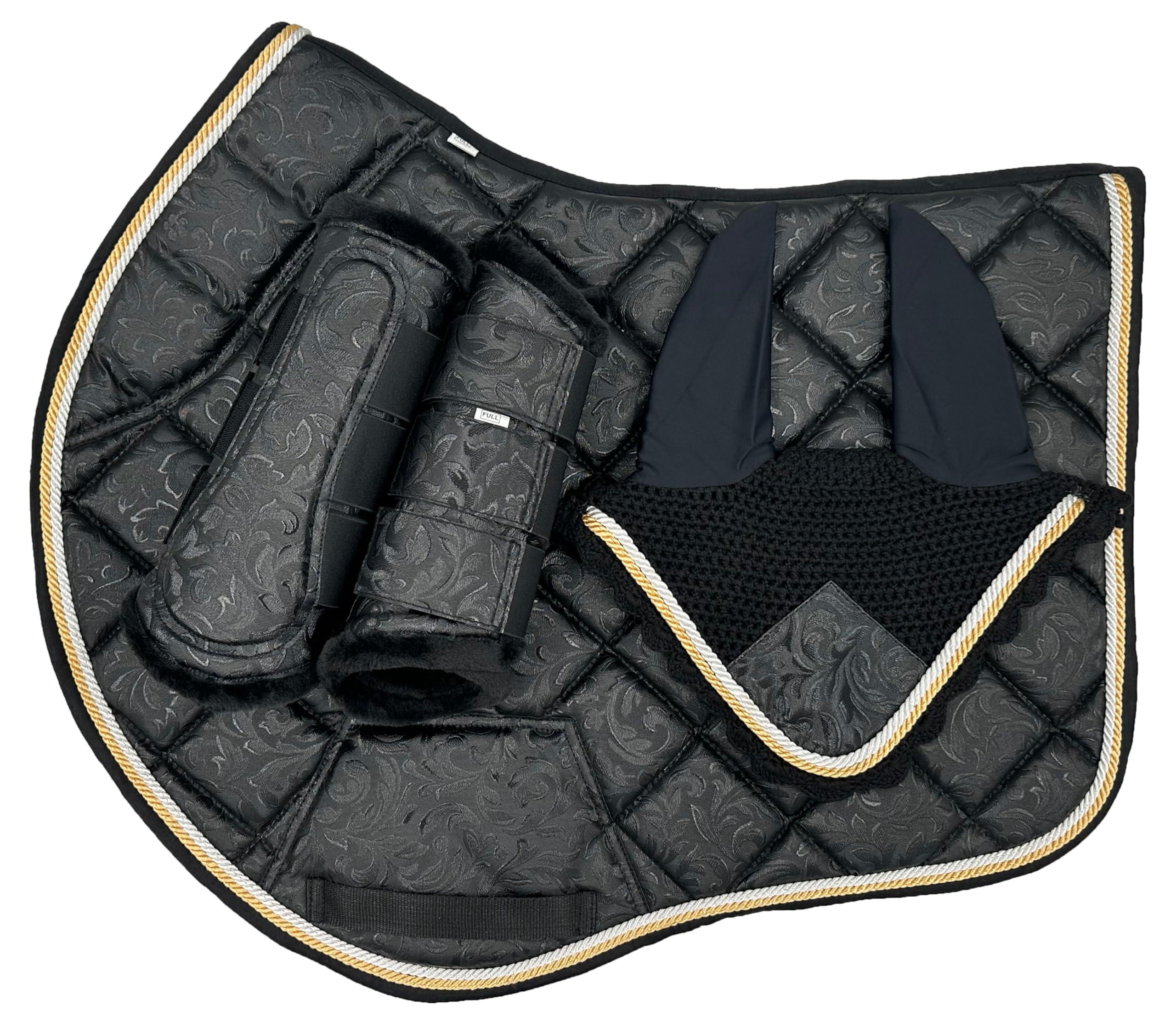 Sudadero de equitación transpirable, cordones de posicionamiento con cierre de , borde elegante de cordón inglés, completo con auriculares a juego (negro, Full)