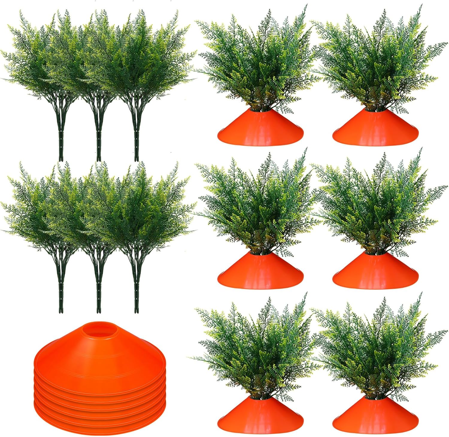 12 Set Easter Yard Carrots Decorations Sign Garden Stake Outdoor Fake Carrots Patch DIY Ferns Artificial Plants Decor Plastic Easter Yard Stake for Spring Lawn Outside(Logo Plate)