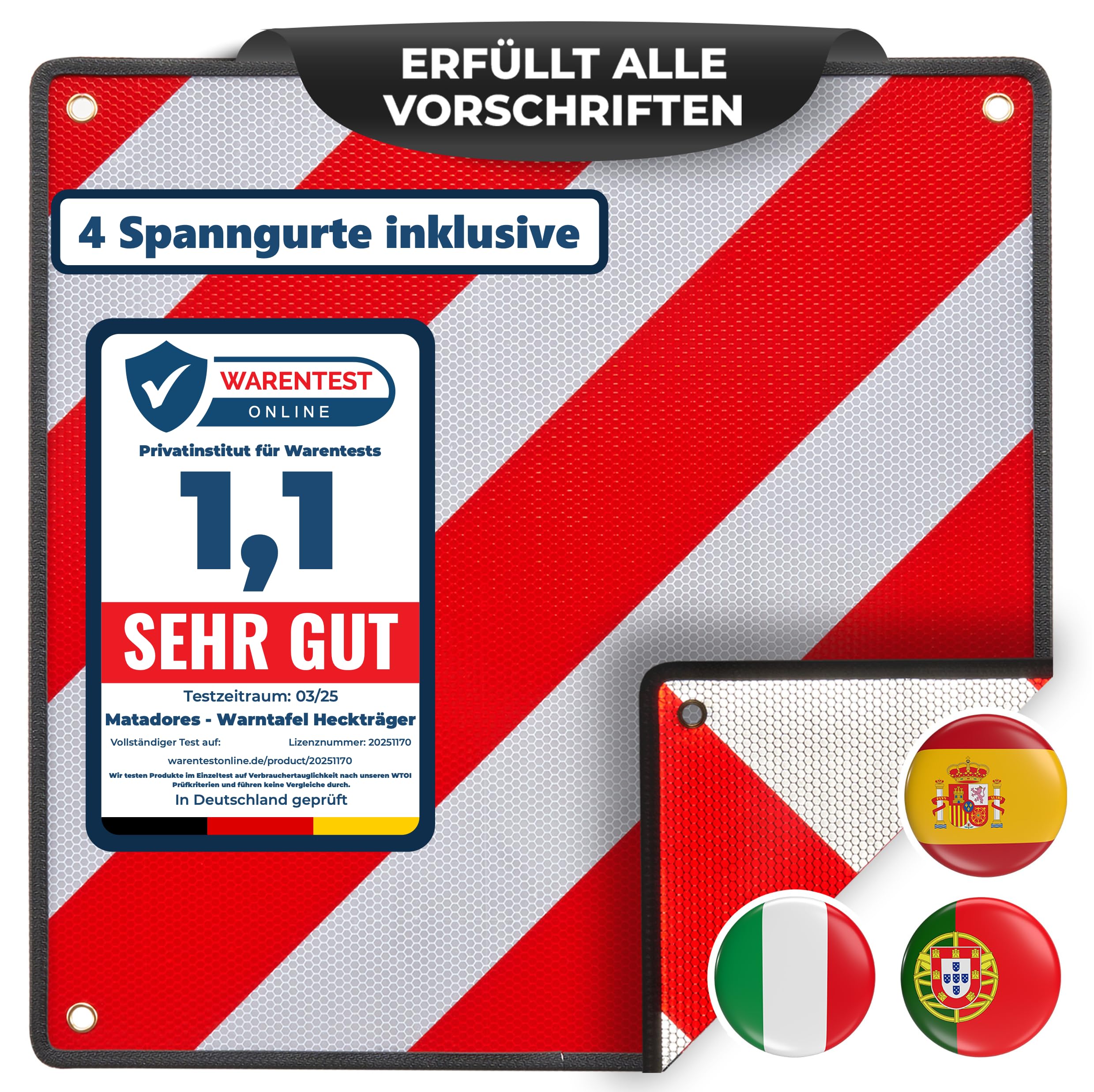 MATADORES Premium 3in1 Warntafel für Italien UND Spanien + Portugal | TS Neu