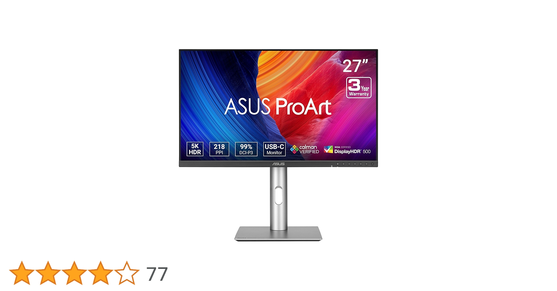ASUS Monitor profissional ProArt Display 68.6 cm 5K HDR (PA27JCV