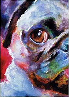 Pug Art Print Abstract Decor, Dog Lover Gift for Her Him, Expressive Funny Dog Owner Picture Choice of size 8x10, A4 A3 Wall Art Decor Signed by Oscar Jetson. (a3)