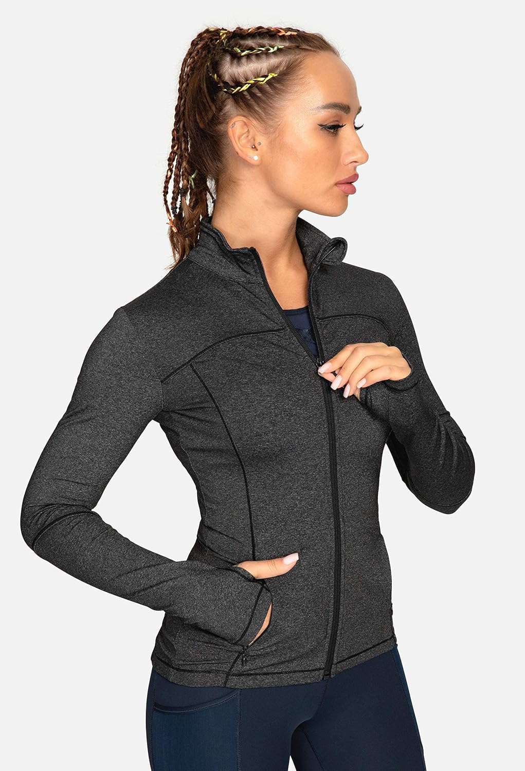 QUEENIEKE Womens Running Jackets Athletic Workout Scrub Jacket Track Full Zip Up Gym for Women Yoga Top - Image 4