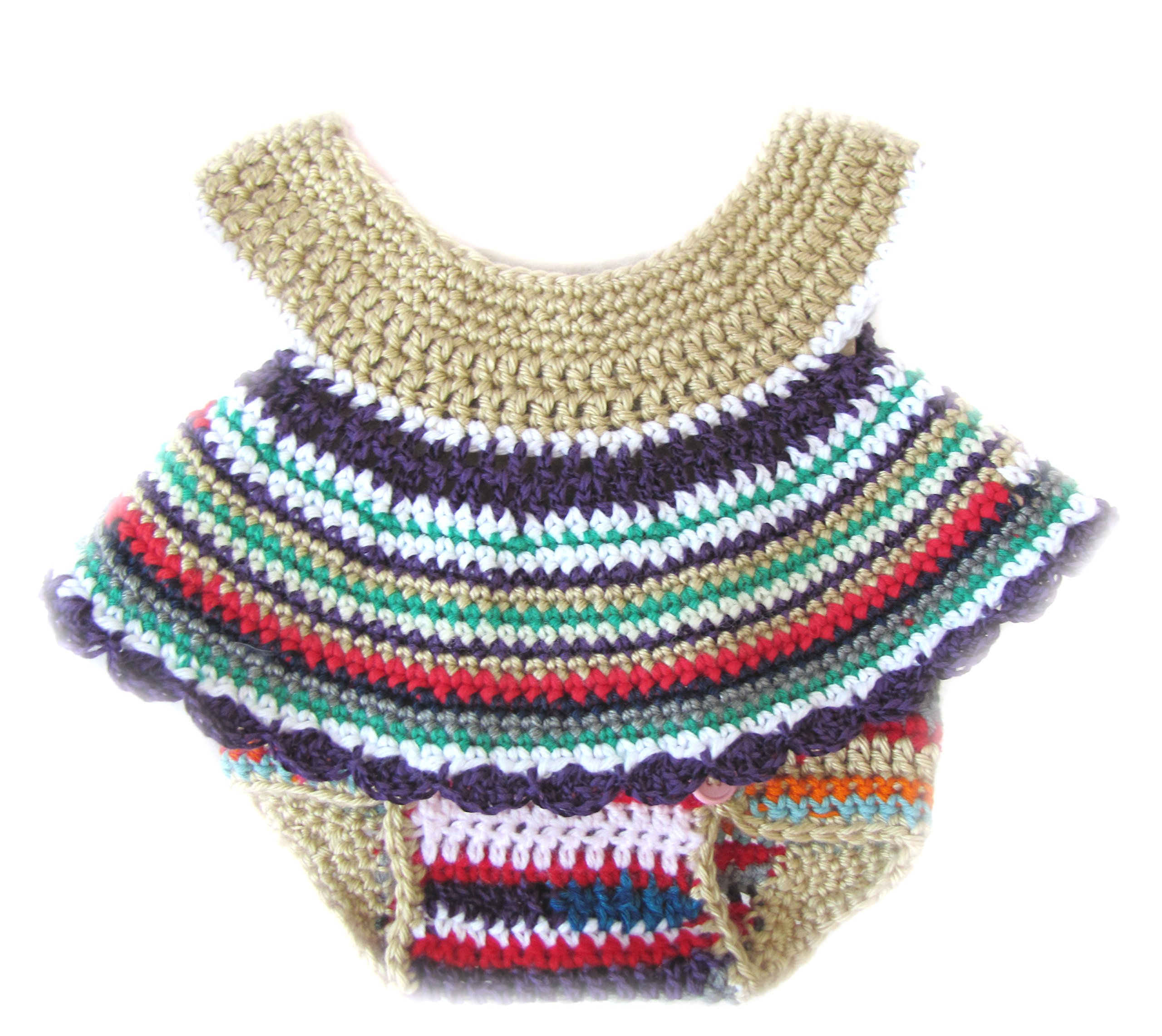 KSS Handmade Natural Crocheted Baby Dress and Diaper Cover Layette Set 3 Months