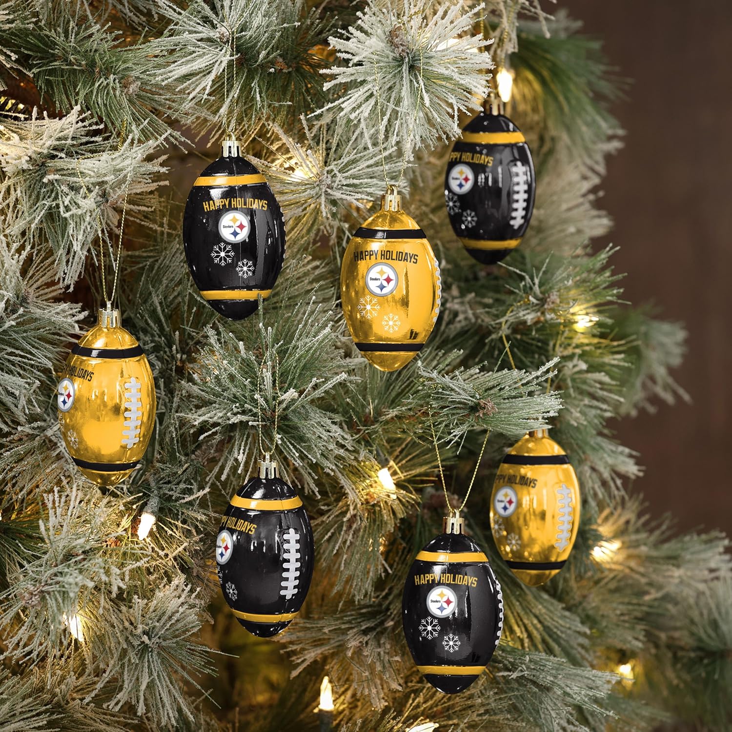 FOCO NFL Unisex-Adult NFL Team Logo 12-Pack Football Hanging Tree Holiday Ornament Set
