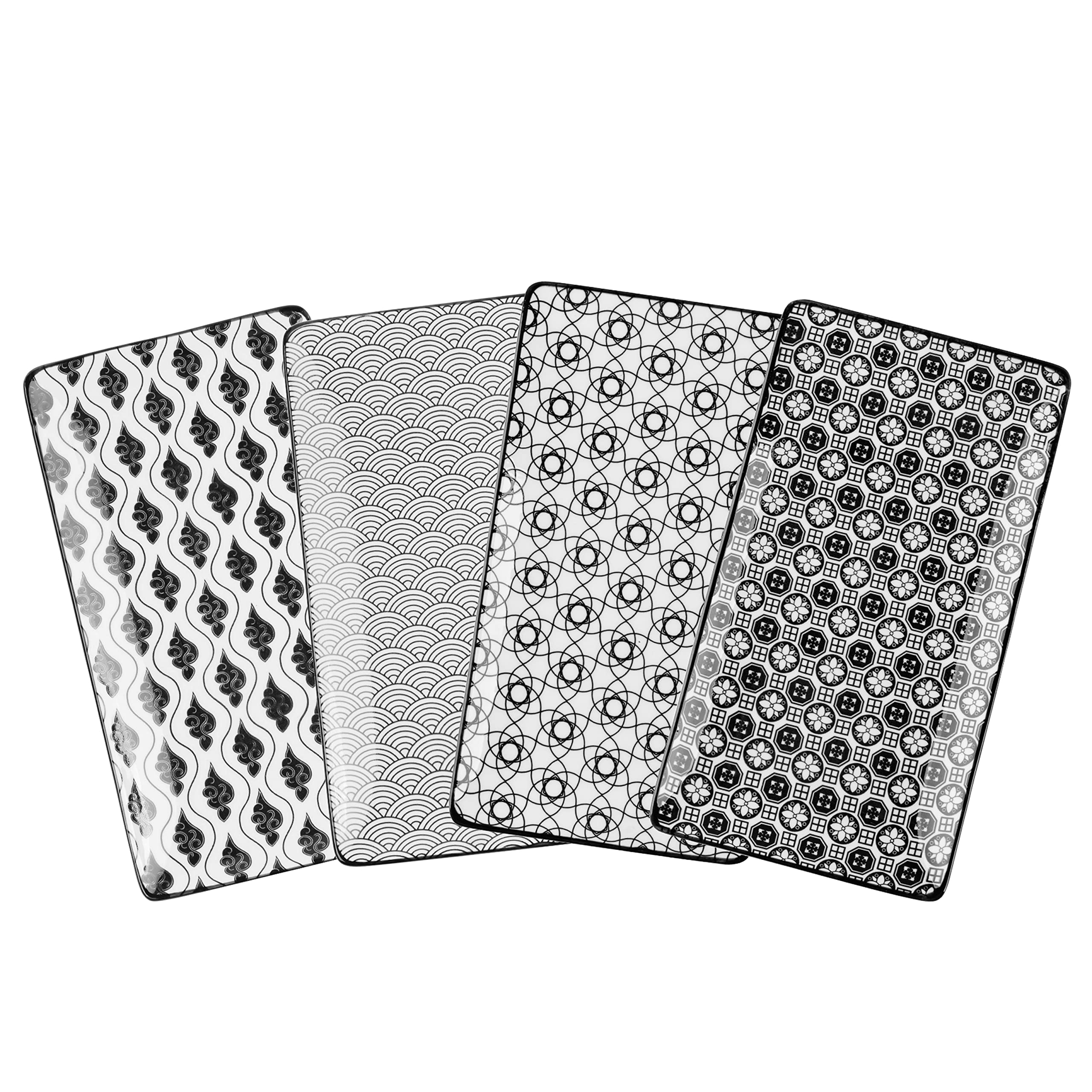 vancassoHaruka Porcelain Serving Platters/Rectangular Plates Sushi Set Porcelain Japanese Style Nippon Black - 4 Packs