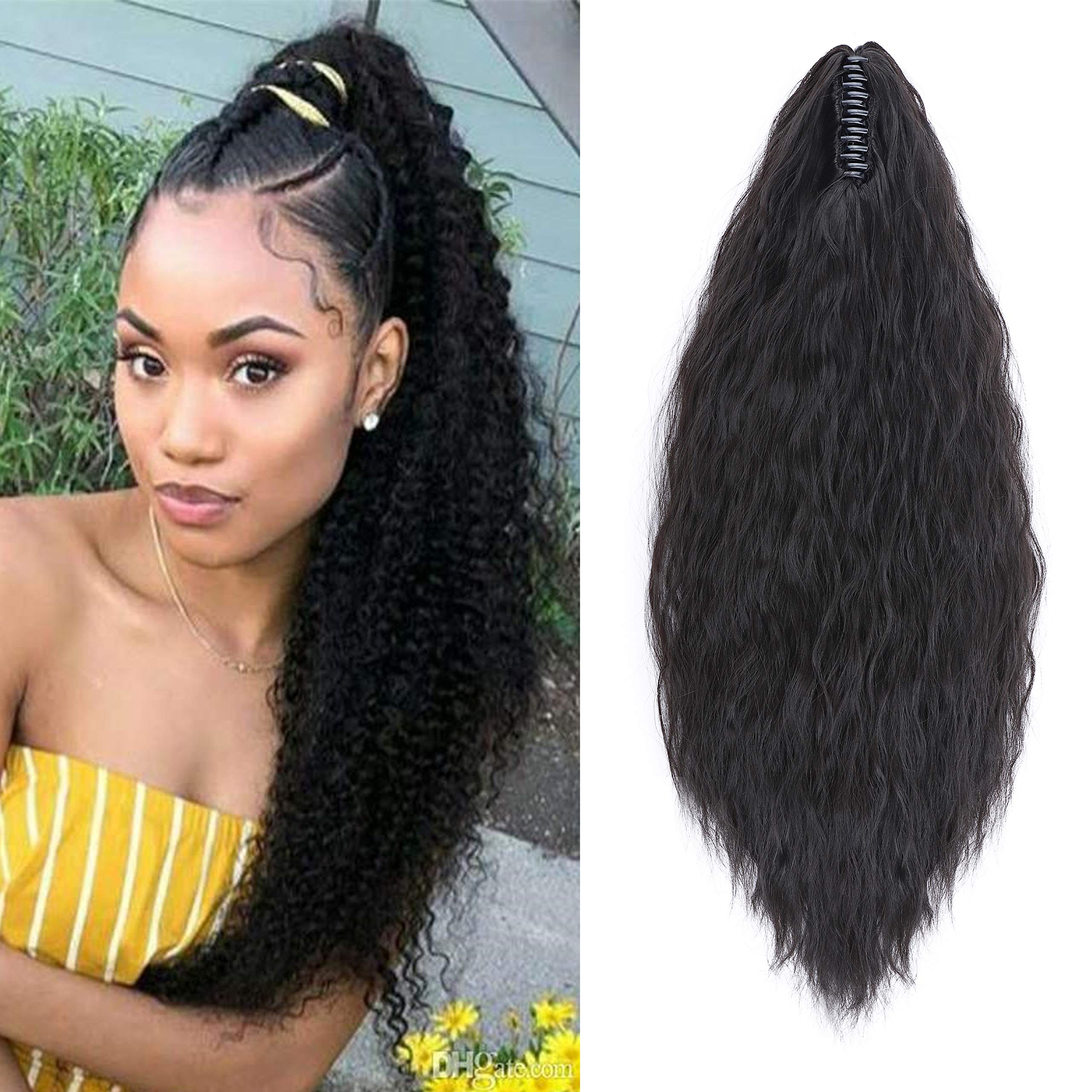 32"(81cm) SEGO Coleta Postiza Larga Pelo Sintético Se Ve Natural [Castaño Oscuro] Extensiones de Cabello Clip Cola Lisa Ponytail Extension (140g) — view 79