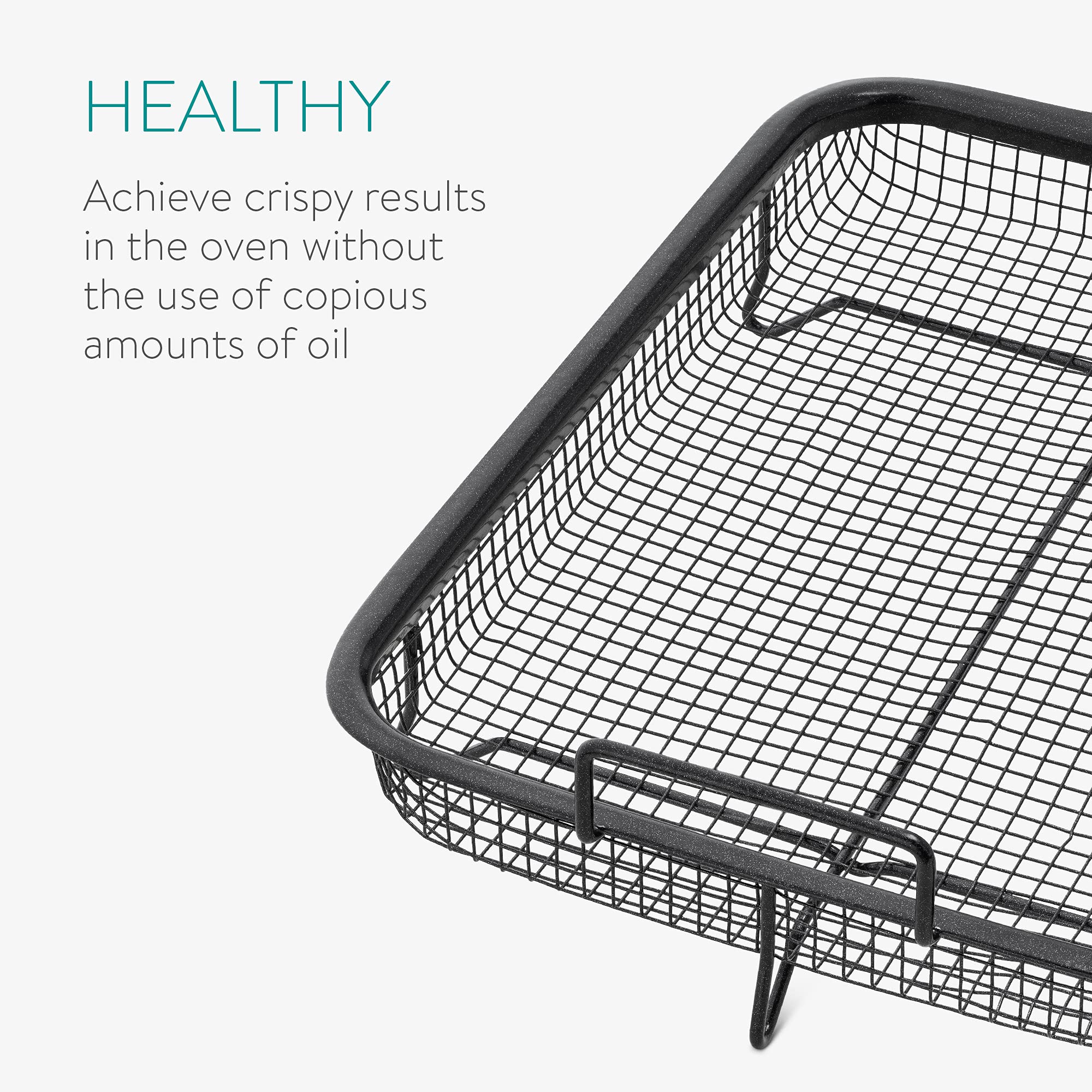 Navaris Grillkorb Gitter für Backofen - 32 x 22,5 cm Grill Korb aus Edelstahl - Schale für Pommes Gemüse Chicken Nuggets - Antihaftbeschichtung