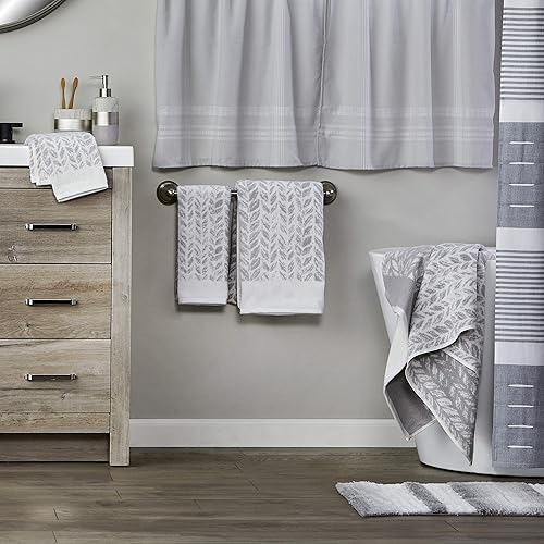 Miniatura 7 de SKL Home by Saturday Knight Ltd. - Toalla de mano con hojas desgastadas (paquete de 2), color gris