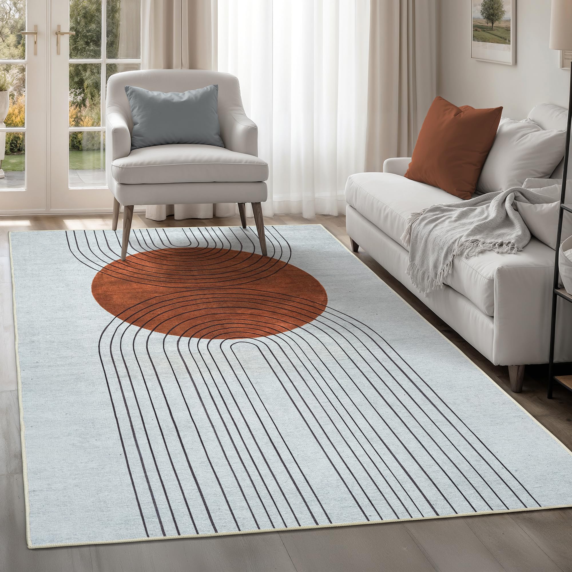 artyrugs Machine Washable Rug, 122x170cm, 75% Recycled Cotton, Short Pile, Non-Slip Backing, Non-Shedding