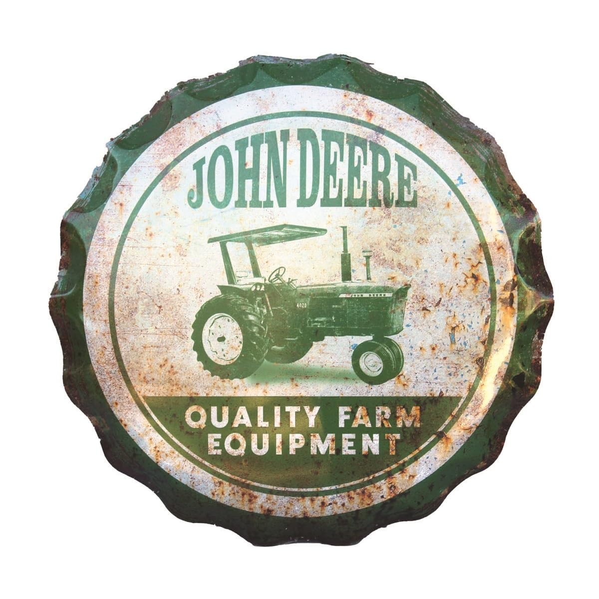 John DeereQuality Farm Equipment 21" Large Metal Bottle Cap SIgn
