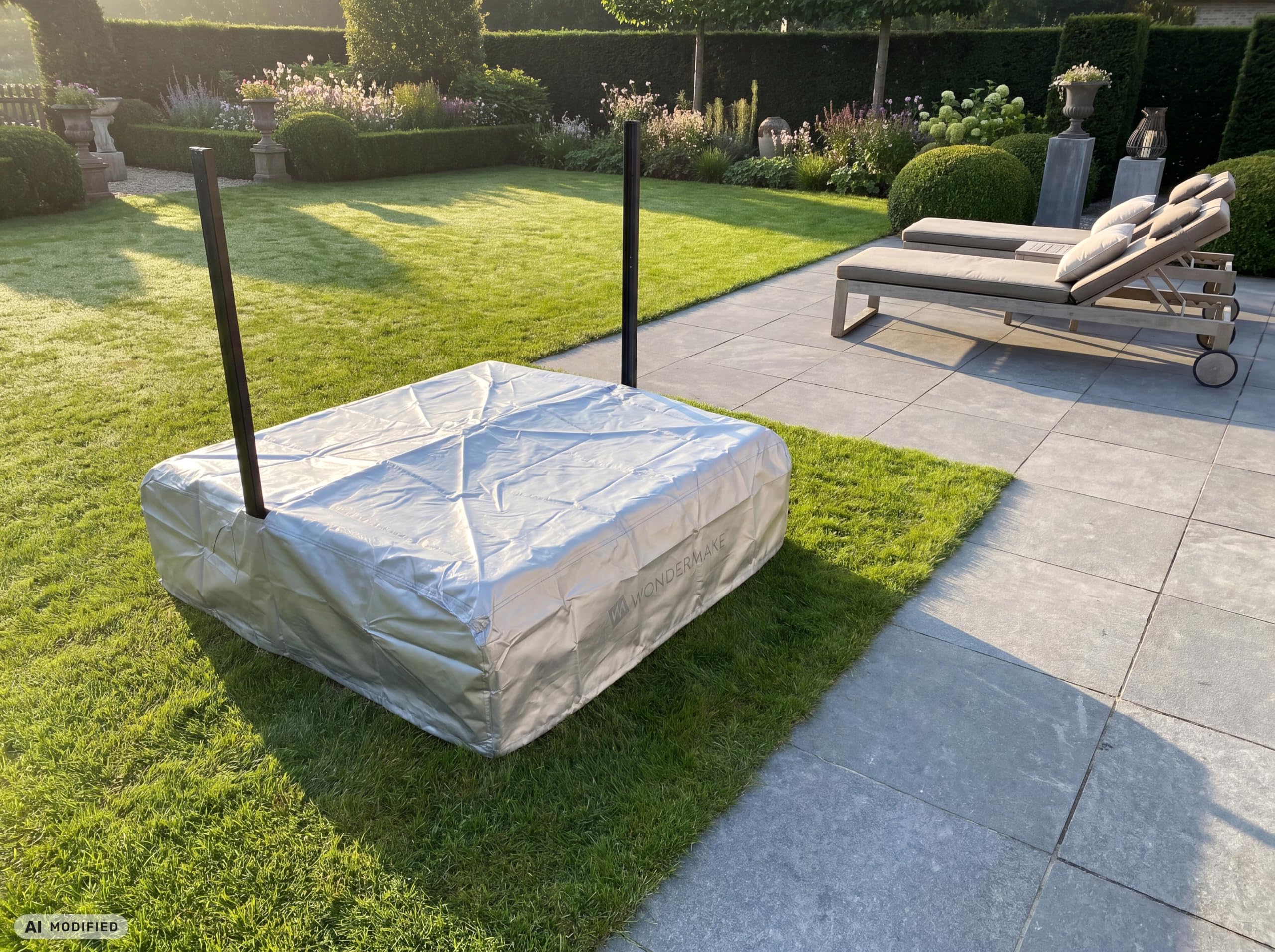Bac à Sable Design avec Cuisine de Boue, Toit, Couverture Oxford 420D, Feutre, bac à Sable en Bois carré fermable extérieur Jardin pour Enfants, Noir Blanc