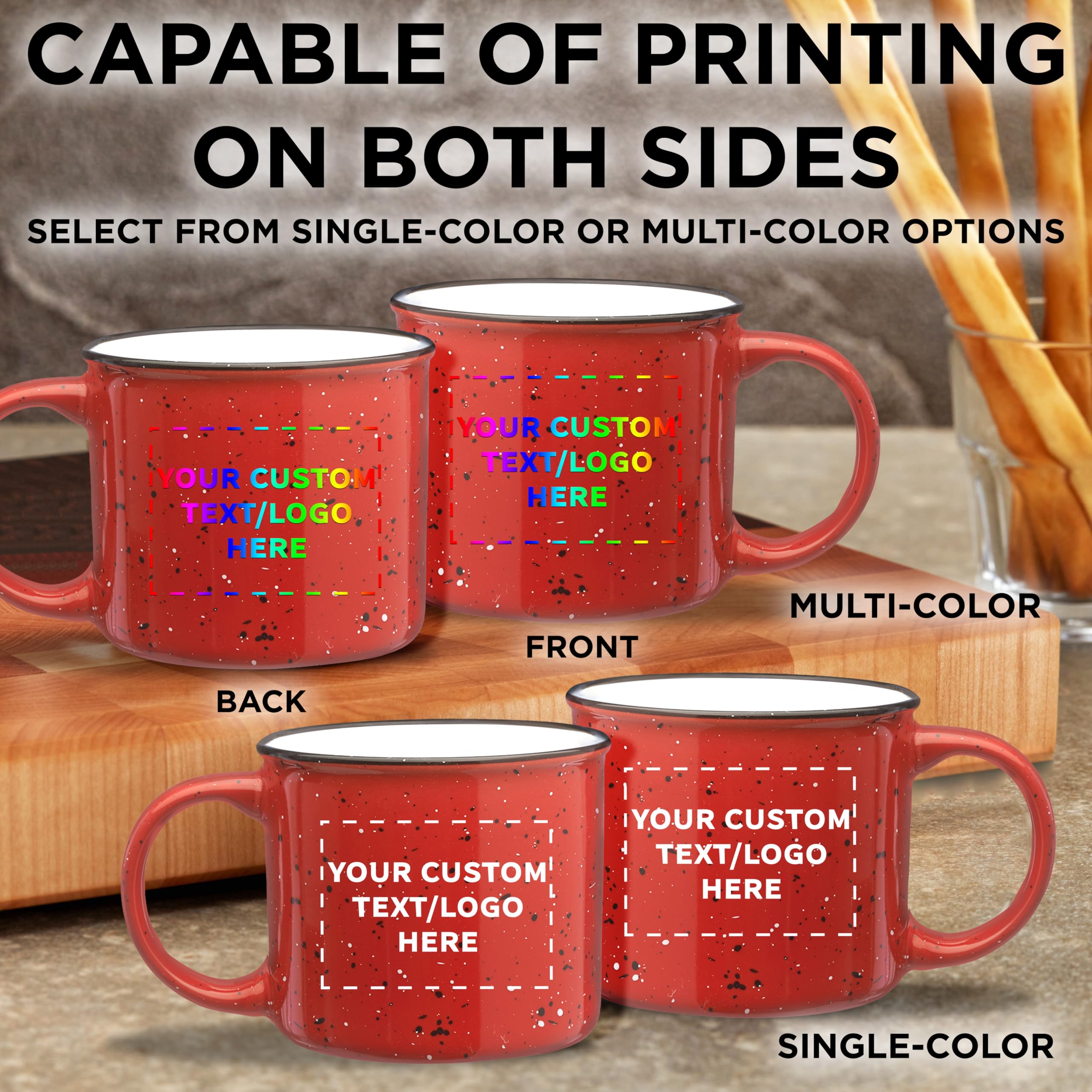 Amazon.com | DISCOUNT PROMOS Custom Ceramic Campfire Coffee Mugs 13 oz. Set  of 10/50/100, Personalized Bulk Pack - Perfect for Tea, Espresso,  Cappuccino, Hot Cocoa - Red: Coffee Cups & Mugs