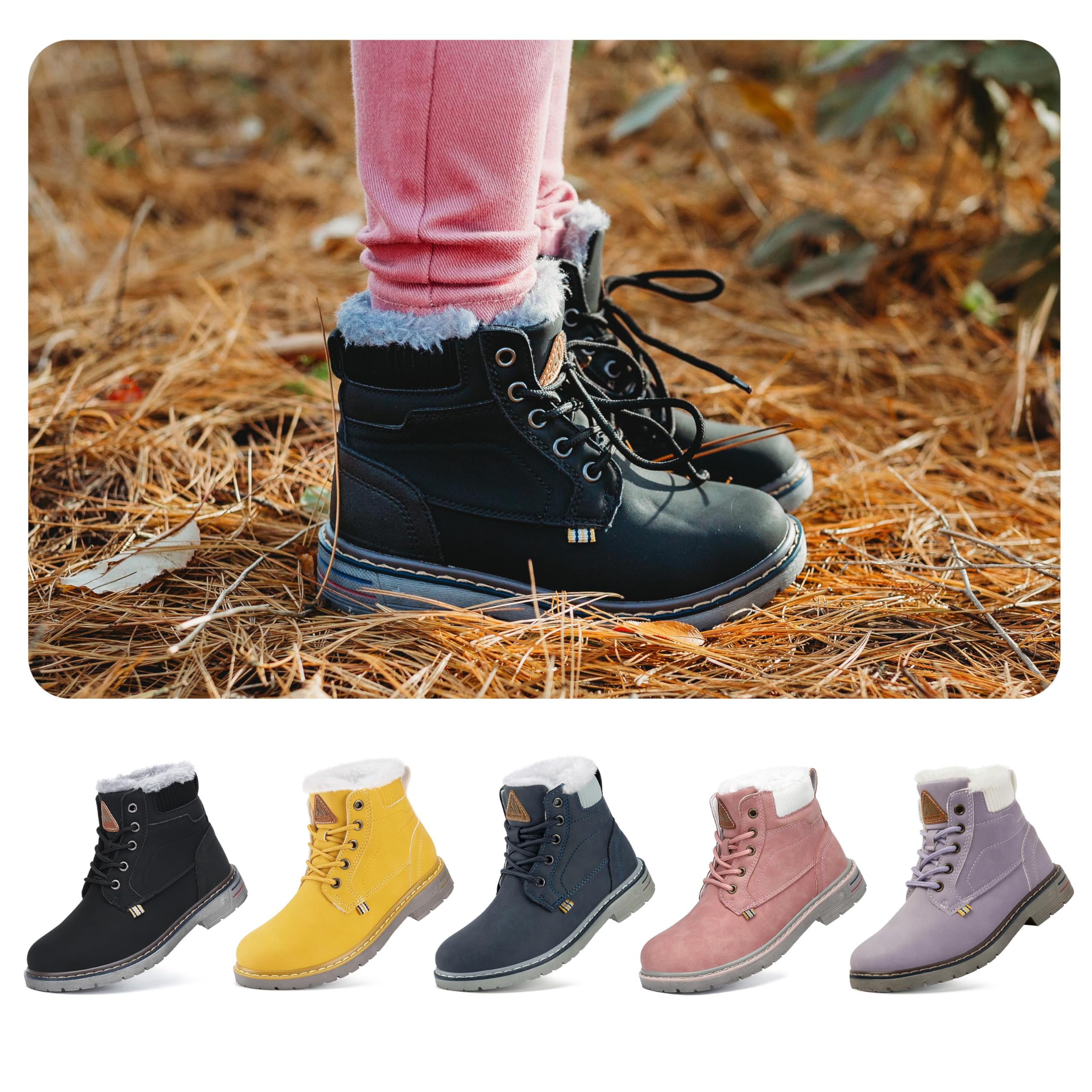 Mishansha Bambino Stivali da Neve Ragazzo Ragazza Inverno Antiscivolo Caldo Scarpe Unisex, GR.24-36
