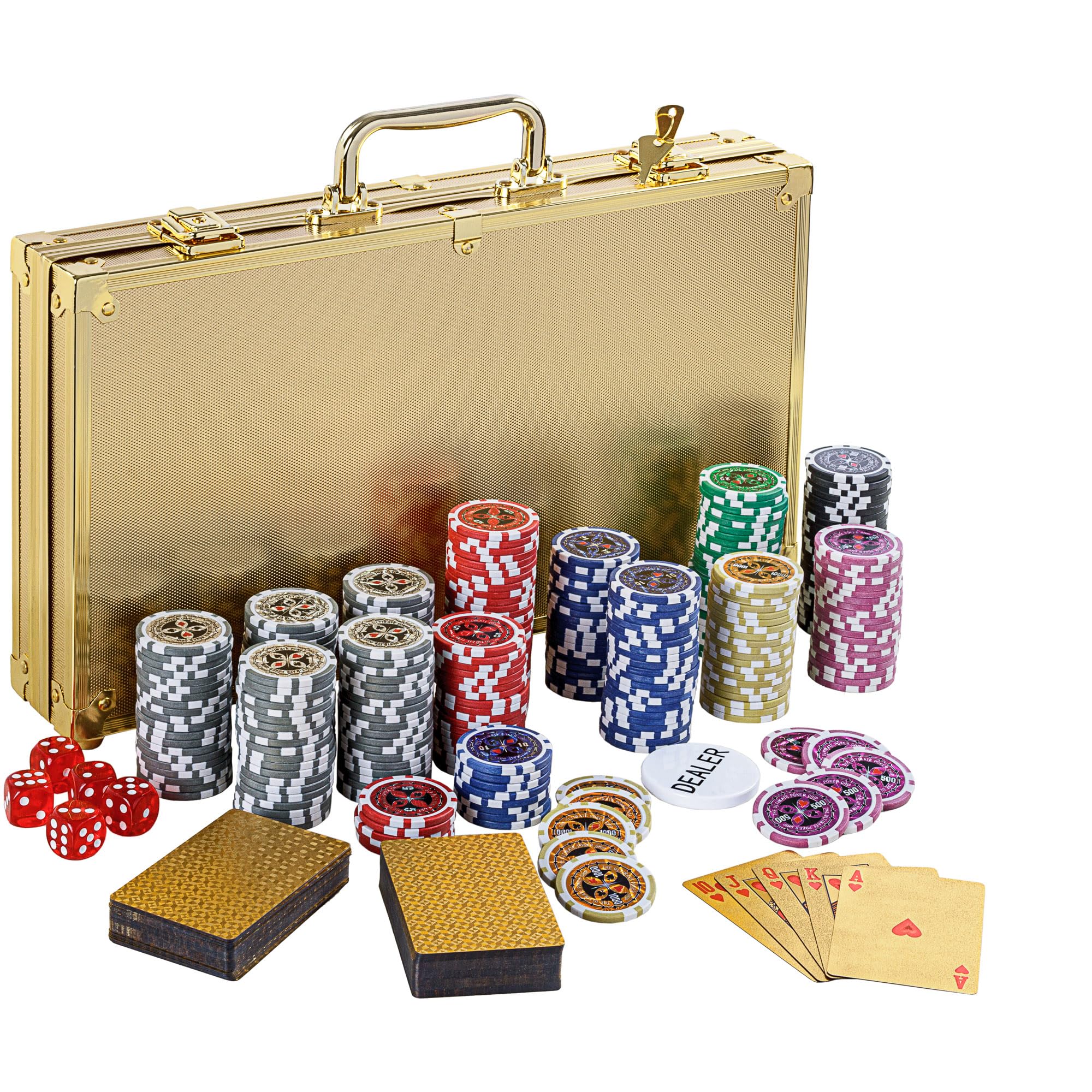 GAMES PLANET Set da Poker con 300 fiches Laser, Colori a Scelta