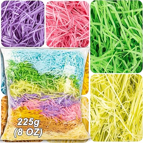 Kiddokids Easter Basket Grass Craft Shredded Tissue Raffia Gift Filler, Recyclable Paper Shred Filler for DIY Gift Wrapping, Easter Hunt Basket Filling, Grass Stuffer, Party Decoration 225g (8 oz.)