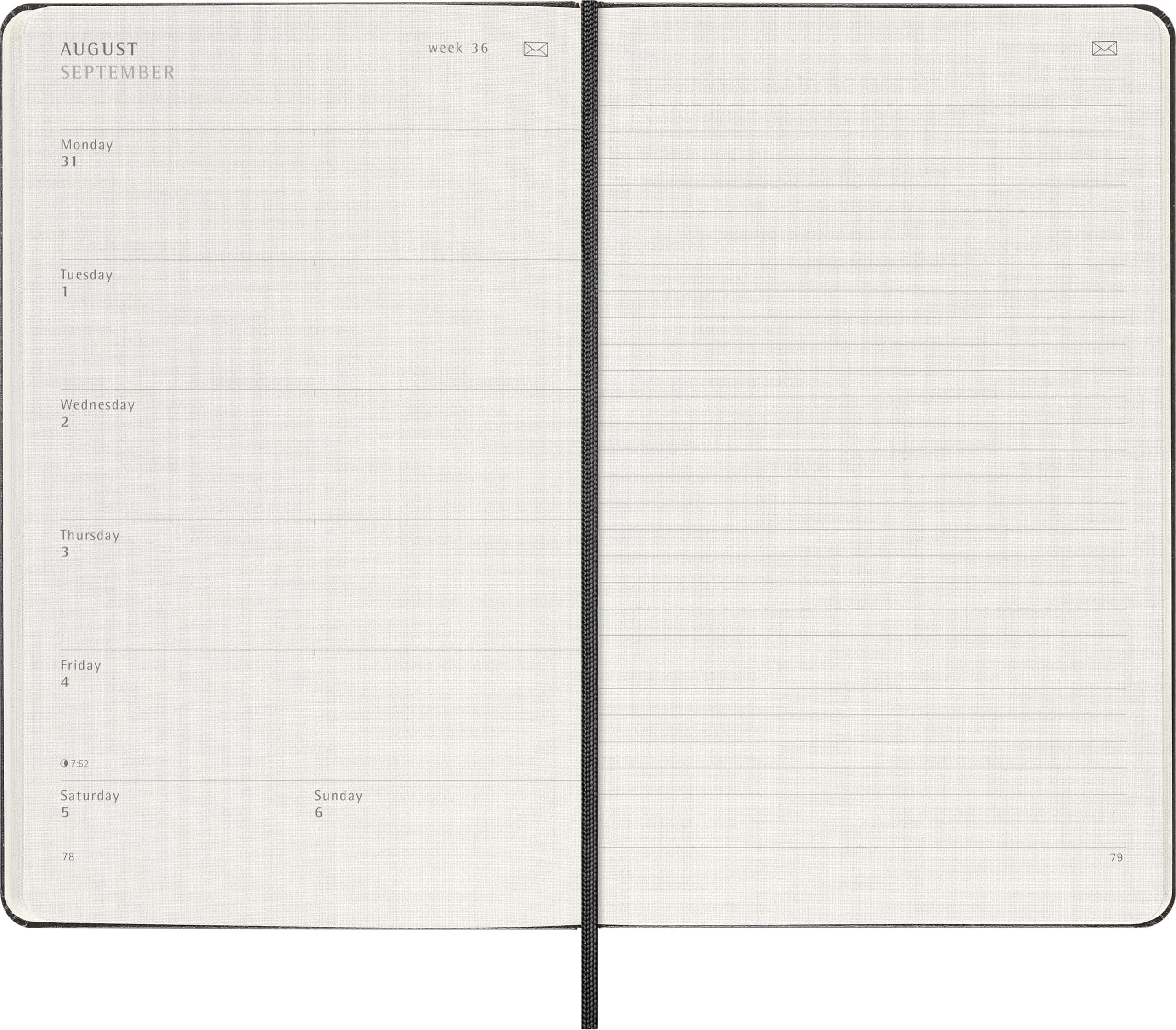Moleskine Smart Planner 2026, Digitaler Wochenkalender 12 Monate, Gummibandverschluss, Farbe Schwarz, Größe Large 13x21 cm