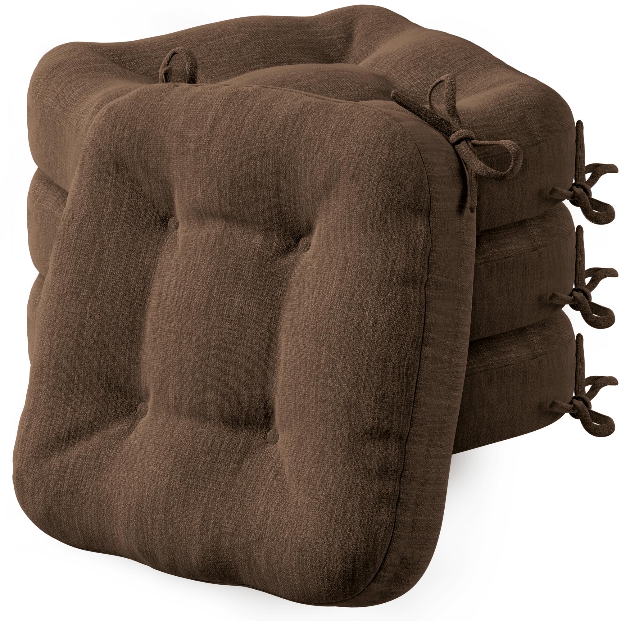 Codi Brown Dining Chair Cushions 4 Pack, D-Shape Seat Pads