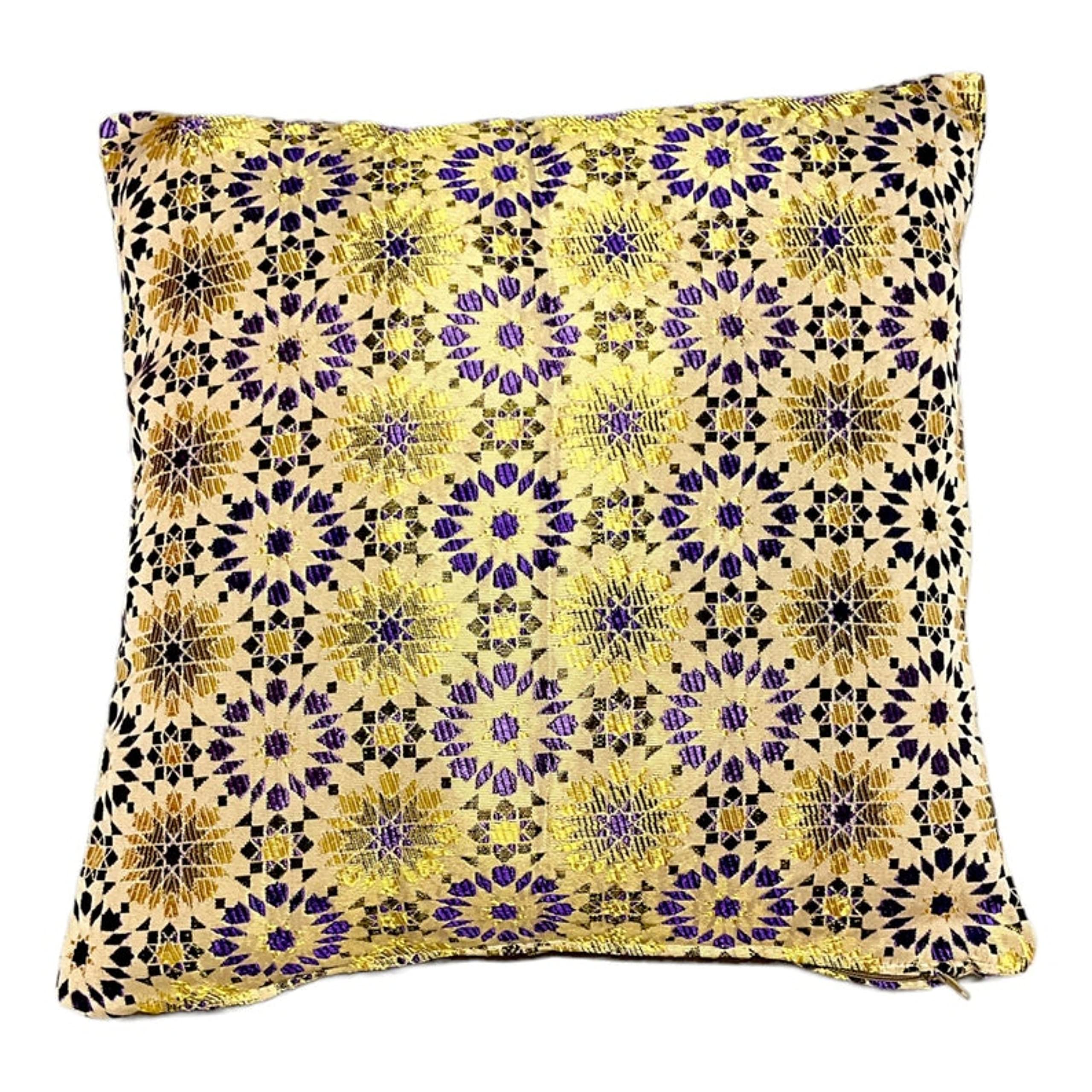 Moroccanity Yellow Moroccan Mosaic, Moroccan Geometric Designs Cushion Cover, Moroccan Tiles Print Pillowcase, Home Decor Cushion For Bedroom 43 X 43 Cm