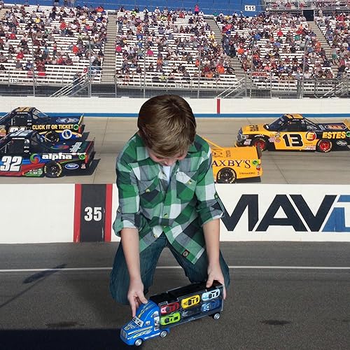 Miniatura 8 de 7pc Go Truckin Semi Truck Toy Diecast Race Car Carrier Set