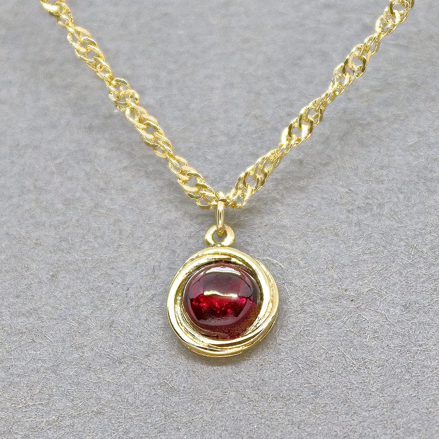 Garnet Necklace, Gold Necklace for Women, Round Red Stone Pendant, Chic necklace, Dainty Minimalist Circle Necklace, Handmade Bohemian Jewelry for Everyday Wear - Image 2