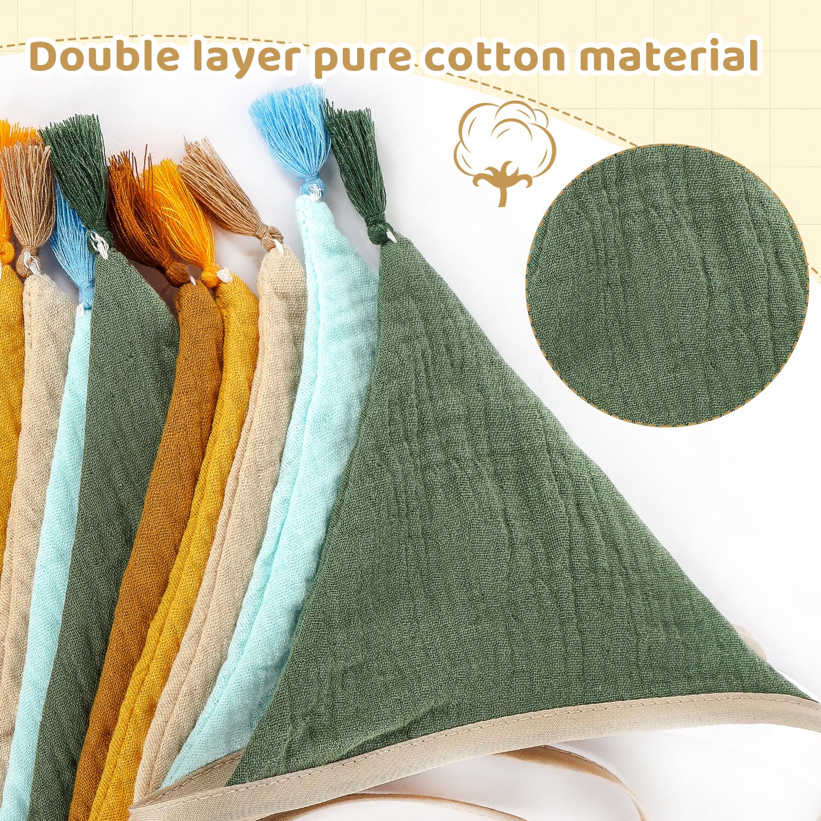 Nursery Fabric Bunting Banner,10Pcs Double Sided Colorful Cotton Bunting Garland, Kids Room Decoration - Image 4