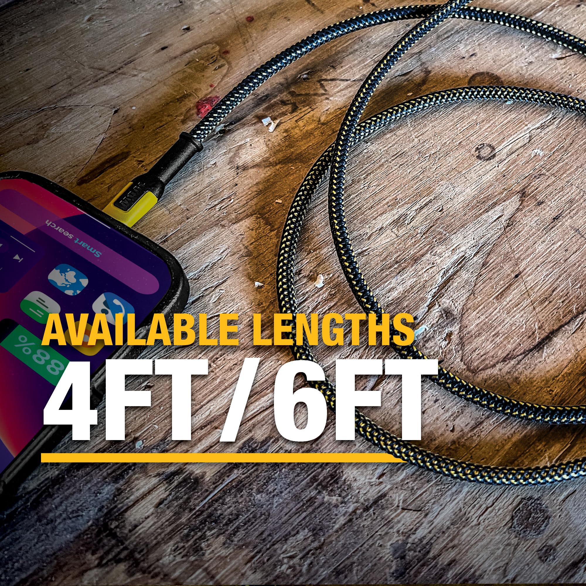 DEWALT Heavy Duty 100W USB C Cable, Jobsite 100 Watt USB C Cable, High Speed Type-C to Type-C, Fast Charge PD USBC Fast Charging Cord for iPhone 17/16/15 Plus Pro Max MacBook iPad Samsung Galaxy, 6 ft