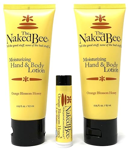 The Naked Bee Set de loción y bálsamo labial de miel de azahar, hidratantes, hidratantes y naturales para el cuidado de la piel sin crueldad animal