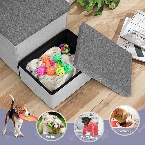 Miniatura 4 de Escaleras para perros con almacenamiento, escalones plegables para perros pequeños, escaleras antideslizantes de 2 niveles para camas altas o sofá y