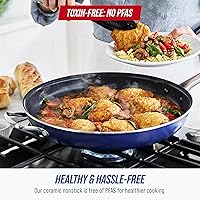 Vista 3 de Blue Diamond - Sartén antiadherente de 14 pulgadas, sartén familiar de cerámica sin PFAS, sartén jumbo con mango ayudante, sartén antiadherente