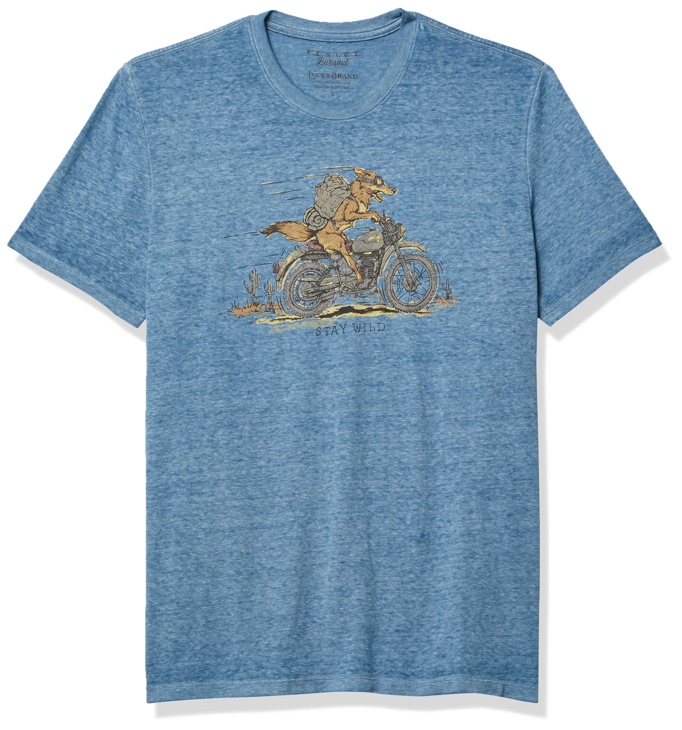 Lucky Brand Men's Short Sleeve Crew Neck Coyote Rider Tee T-Shirt